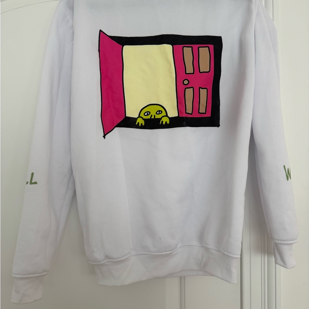 Still Woozy | Concert White Sweatshirt with Pink and Yellow Graphic | M